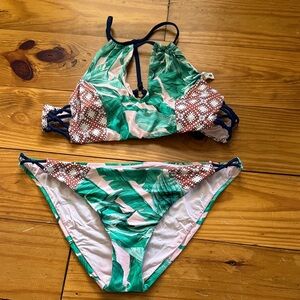 Sperry Green Palm-Print Two-Piece Swim Set